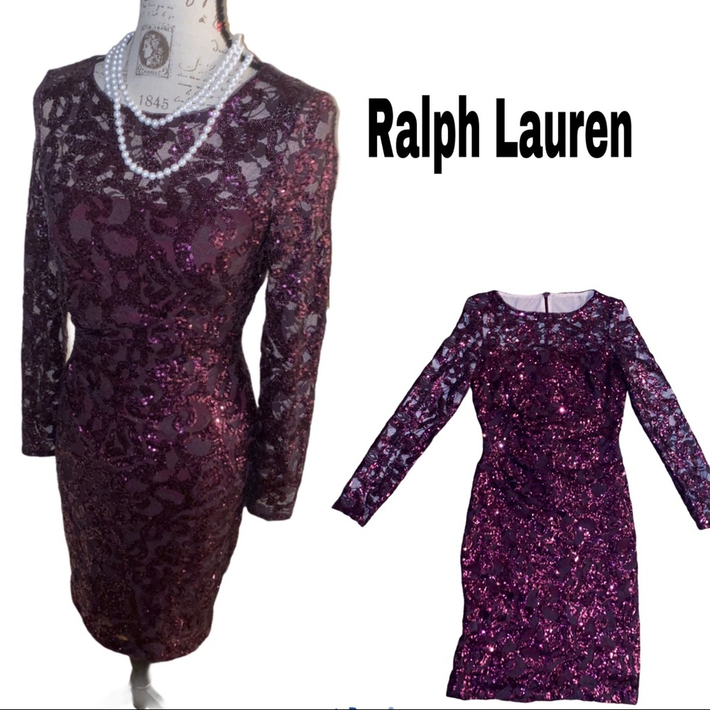 Exquisite burgundy lace sequined midi dress